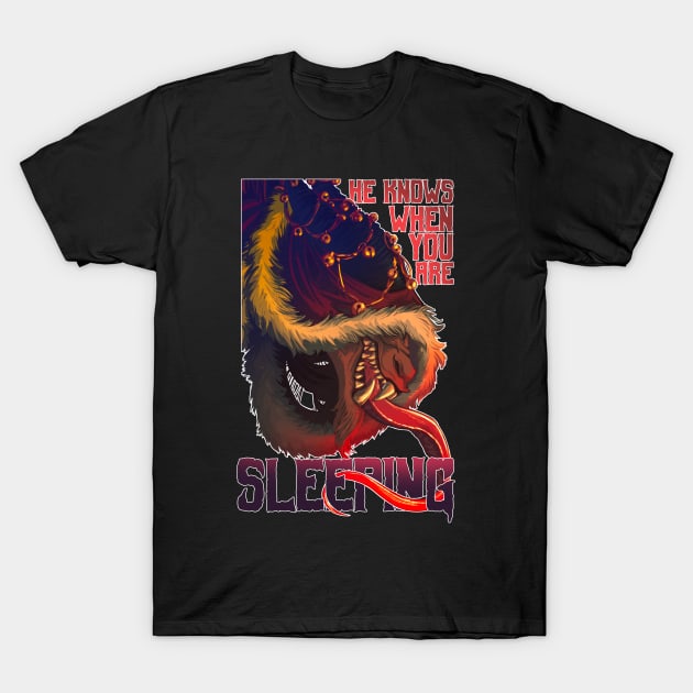 Krampus knows when you are sleeping T-Shirt by CrossRoadArt